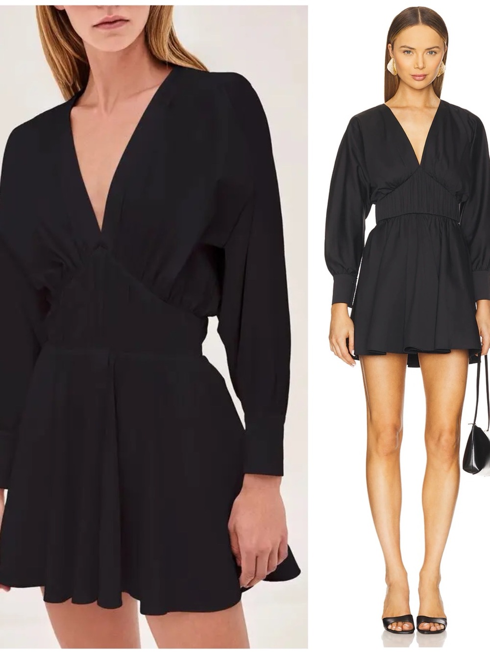 Alexis Rivers Long Sleeve Mini Short Cotton Poplin Dress Black Women’s Small